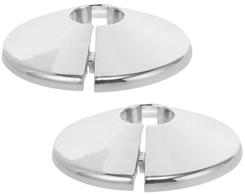 Kisangel Cache-tuyaux Mural Chromé 15 Mm, Lot de 2 Colliers Fendus pour Bride de Plomberie, Couvercle Décoratif pour Tuyau D’évier et Robinet, Accessoire Pratique Cuisine et Salle de Bain