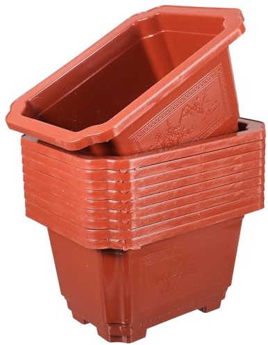 GANAZONO Set 10 Contenitori per Bonsai in Plastica Spessa e Leggera, Contenitore Rettangolare Pratico per Piante Succulente e Piccole, per Coltivazione Interna