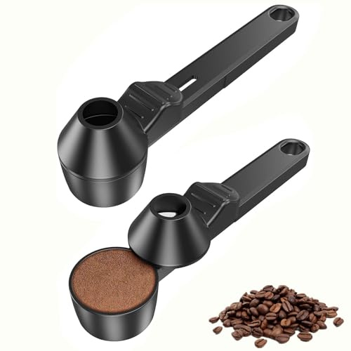 Cuchara de café con embudo, 2 cucharas medidoras para café molido, cucharilla dosificadora para llenar cápsulas recargables, cuchara dosificadora de mango largo para polvo de proteína y té