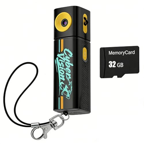 Aundhegrtt Cámara de Acción Digital Mini, Cámara de, Grabadora de Video Retro 2K, Camcorder Portátil de Bolsillo Pequeño con 32GB, Color Negro.
