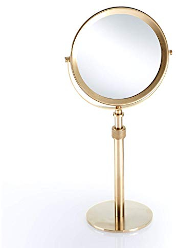 Decor Walther höhenverstellbarer Standkosmetikspiegel, 5 x Vergrößerung, SP 13/V (Gold matt)