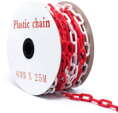 Jolitac 25m Absperrkette Kunststoffkette rot/weiß Ø 6mm Warnkette Parkplatzsperre Kette