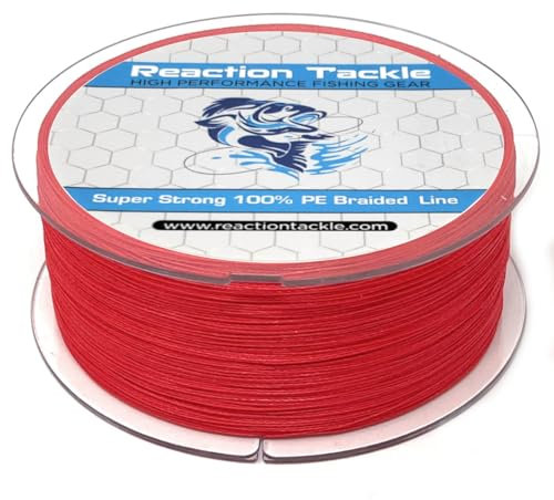 Reaction Tackle Braided Fishing Line NO FADE Red 20LB 1000yd