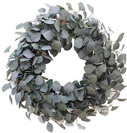Künstlich Eukalyptus Kranz dekorativ Runde Kränze Türkranz Frühling mit grünen Blättern für Tür Kamin Fenster Drinnen Draußen Wand Dekoration Durchmesser 60cm