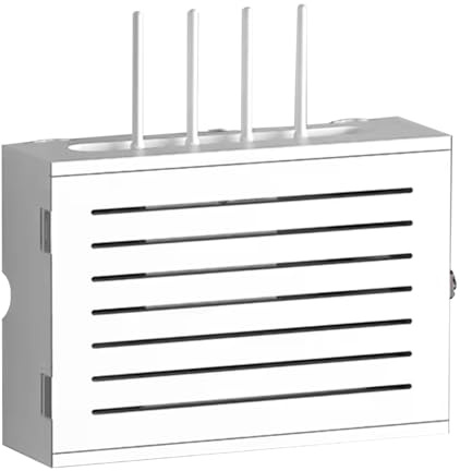 MNBVH Mensola Router WiFi, Scatola di Immagazzinaggio Parete, Organizer Cavi in Legno per Casa e Ufficio - Bianco