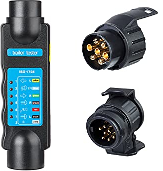 BEIJISTAR 7 Pin Trailer Plug Socket Tester, 12V Car Connector Cable Diagnostic Testing Tool, for RV Truck Caravan Trailer Light
