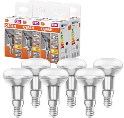 Osram LED Star R50, Sockel: E14, Nicht Dimmbar, Warmweiß, Ersetzt eine herkömmliche 40 Watt Lampe, 36 Grad Abstrahlwinkel, 6er-Pack