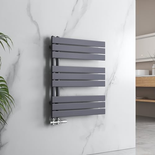 EMKE Radiador de baño, toallero, 762 x 600 mm, conexión lateral, plano, calentador de toallas, radiador, radiador, toallero, color antracita, 503 W