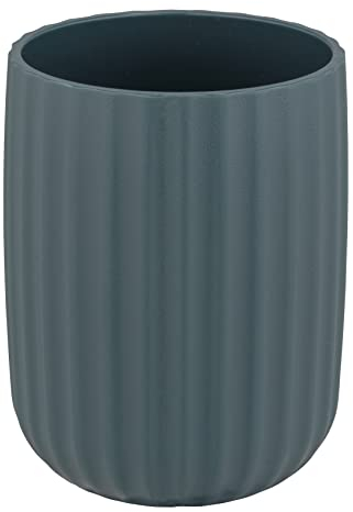 Wenko Bicchiere porta spazzolini Agropoli verde scuro per spazzolino e dentifricio in plastica di qualità, modellatura plastica e strutturata, senza bisfenolo A, 7,5 x 10 cm