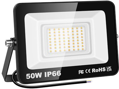 Willpower LED Strahler Außen Innen 50W 5000LM LED Fluter 3000K Warmweiß | Außenstrahler Flutlicht IP66 Wasserdicht, Scheinwerfer für Garten Garage Flur Terrassen Hof