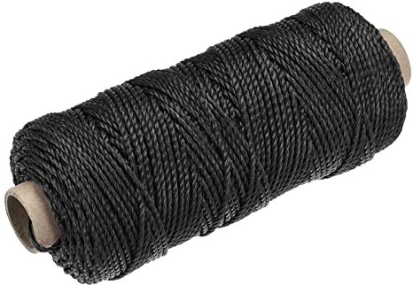 sourcing map Torcida Albañil Línea Nylon Cordel Cuerda Cordón Negro 100M/109 Yardas 2mm Diámetro para Redes, Paisajismo, Hogar Mejora, Bricolaje Proyecto, Artesanía, Albañilería