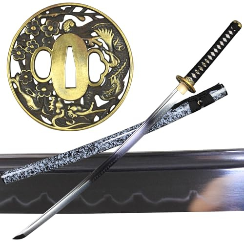 Handgefertigt Katana Schwert T10 Stahl Samurai Schwert Scharf Echt Lehm Gehärtet 102cm