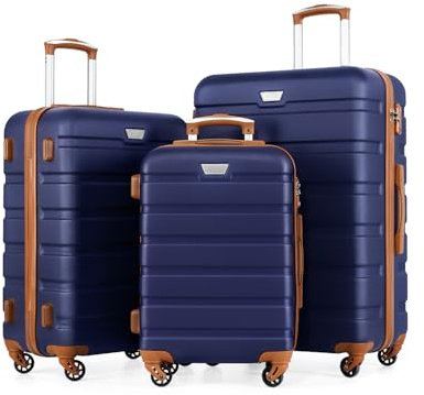 COOLIFE 3-Teiliges Kofferset für Familienreisen, M+L+XL, ABS+PC,Hartschale | Mit 360° Spinner Räder, TSA Schloss, YKK Reißverschluss, leicht robuster, für Auslandsreisen, Urlaub am Meer und Kreuzfahrten