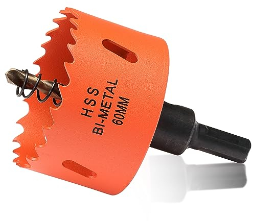 Sierra perforadora bimetálica de 60 mm,para madera y metal, redonda bimetálica con profundidad de corte de 35 mm para acero, hierro fundido, aluminio, paneles de yeso, madera
