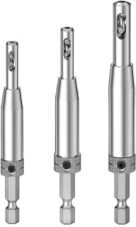 3Pcs Self Centering Drill Bits Upgrade Hinge Drill Bit Set High Speed Steel Shank Hinge Drill Bit Guide Set Centering Hinge Drill Bits Set (5/64 7/64 9/64 11/64)