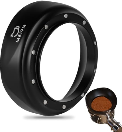 MEION Imbuto dosatore magnetico da 54 mm per portafiltri Breville, imbuto dosatore magnetico per caffè espresso, accessori per caffè espresso (54 mm, nero)