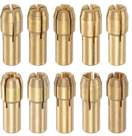 sourcing map 10uds 0,5-3,2mm Latón Taladro Mandriles 4,8mm Vástago Diámetro | Mini Eléctrico Amoladora Rápido Cambio Taladro Portataladros taladros Juegos para Giratorias Herramientas