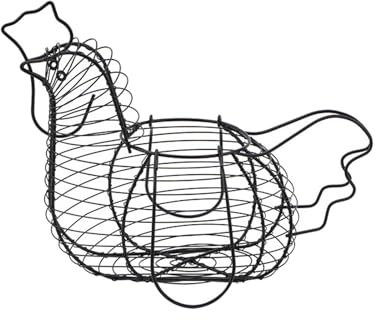 Sharplace - Cesta para huevos de gallina de metal, cesta de huevos con forma de pollo, decoración de salón, alambre de almacenamiento, cesta de huevos para cocina