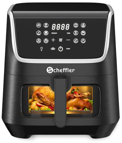 Heißluftfritteuse Scheffler 5,5L Airfryer,1800W Friteuse Heissluft ohne Fett,Power Air fryer,Heissluft Fritteusen Ohne Öl mit Thermostat und Timer, BPA und PFOA Frei (5.5L)