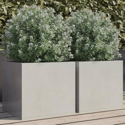 vidaXL Pflanzkübel 2 STK., Blumenkübel für Dekoration, Blumentopf für Terrasse Garten Balkon, Blumenkasten Hochbeet, Silbern Edelstahl