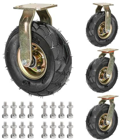 Schwerlastrollen 200mm 250mm Industrie De Transportrollen 4 Stück, 360 Grad Drehbar Leise Mit Bremse Lenkrolle, Tragkraft 200 Kg Bockrolle Für Trolleys Möbel Werkbank, Mit Schrauben (Color : Fixed+Sw