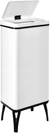 WELL HOME MOBILIARIO & DECORACIÓN Intelligenter Mülleimer mit automatischem Öffnen oder manuellem Kontakt, 60 l, 35,5 x 26 x 95,5 cm, weiß.