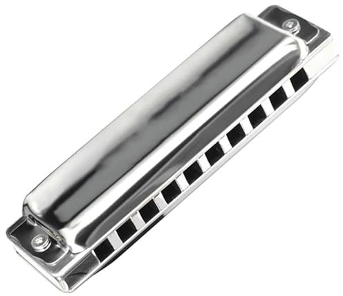 Mundharmonika Diatonische Blues-Mundharmonika mit 10 Löchern in C-Dur, Stimmzungen und Abdeckung aus Edelstahl, professionelles Harfeninstrument