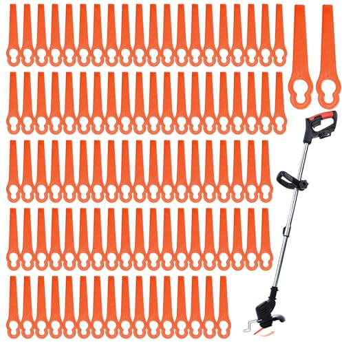 XNIVUIS 120 Pcs Plastic Grass Trimmer Blades, Garden Mower Replacement Blades, Grass Trimmer Replacement Blades, 83 mm Plastic Garden Mower Blades, Cordless Lawn Mower Cutting Blades (120 Pcs)