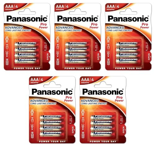 PANASONIC Lot de 5 Blisters de 4 Piles Alcaline Pro Power Gold AAA LR03-1,5V