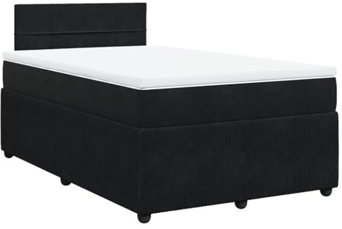 vidaXL Boxspringbett mit Matratze Schwarz 120x200 cm Samt