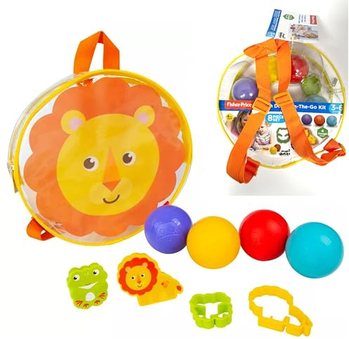 Lion Dough Dots Backpack Set, 9Pcs Kids Mess-Free Play Kit with 4oz Dough, Cutters & Transparent Bag, Travel-Friendly Arts & Crafts Gift for Ages 3+