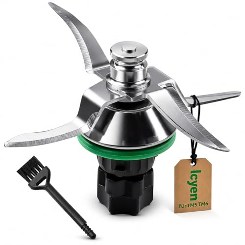 Lcyen Messer für Vorwerk Thermomix TM5 TM6, Messer für Thermomix Küchenmaschine Mixmesser Edelstahl, inkl 1 Reinigungsbürste, Ersatzteile für Thermomix TM5 TM6