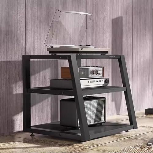 Mobile Hifi Mobile Rack Audio a 2/3/4 Strati con Piedini Regolabili, Supporto Nero per Giradischi/AV per Soggiorno, Home Theater, Camera da Letto Tavolo per Intrattenimento Stereo Angolare(3 Layer)