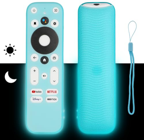 Custodia Telecomando in Silicone Compatibile Con ONN 100024646 100026240 TV Telecomando Copertura Protettiva Antiurto Con un Cordino(Blu Fluorescente)