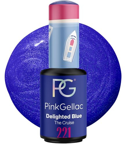 Pink Gellac Gel Nagellack UV - 221 Delighted Blue 8 ml - Gelnagellack für UV Lampe - Blau - Einfache Anwendung Nail Polish für 14 Tage Salonqualität - Veganer Gellack Made in Holland