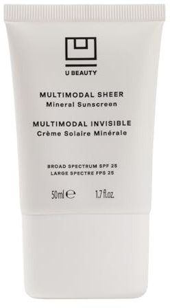 U Beauty Multimodal Sheer Facial Mineral Sunscreen SPF 25 with Non-Nano Zinc Oxide SPF Filter, plus Clary Sage and Pongamia Pinnata Seed Extracts for Brighter-Looking Skin with an Airbrush Finish