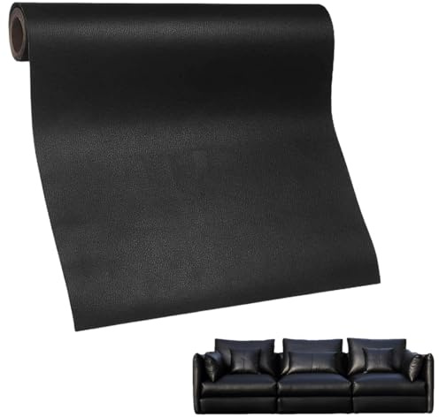 Kunstleder Selbstklebend, Leder Reparatur Set, Leder Reparatur Patch, Leder Reparatur Patch, für Sofas, Bürostuhl, Kopfteil, Handtaschen, Jacken, Autositze, Möbel (Schwarz, 20 x 200cm)