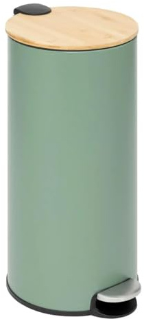 Paris Prix FIVE Simply Smart - Poubelle en Métal & Bambou Natureo 30L Vert
