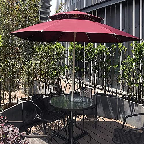 Sombrilla de exterior de doble capota, para jardín, de 2,5 m, inclinable, redonda, con protección UV, tela Oxford impermeable, para playa, pabellón, balcón, terraza o mercado, sin base, color rojo.