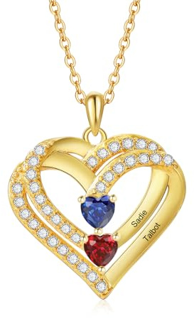 Jeweidea Personalisierte Namenskette Silber 925 Damen Kette mit Herz Anhänger Silberkette mit Namen für Mama Oma Geschenk für Muttertag Valentinstag Weihnachten