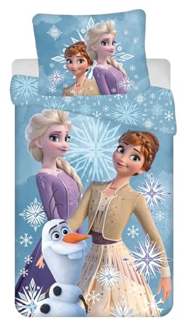 Max Fashion Kinderbettwäsche 100x135 Kleinkinder Baby Bettwäsche Babybett Babybettwäsche Set Bettbezug aus Baumwolle Öko-Tex Standard für Mädchen Frozen Eiskönigin Anna ELSA Olaf