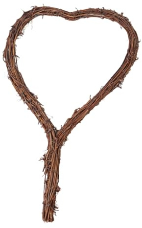 BESPORTBLE Natural Grapevine Heart Wreath with Handle Heart Shape Rattan Wreath Ring for DIY Crafts Rustic Wedding Decor for Home Event Decoration