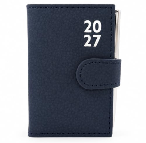 Sixstore Taschenkalender 2026, Seite pro Tag, weiches Leder, Größe 10,7 x 7 cm, PU-Leder-Tagebuch, Lesebändchen mit Stift, Blau