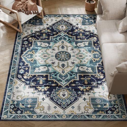 HOMCOM Tappeto Bohemien Antiscivolo e Lavabile 230x160 cm Multicolore | Tappeto per Salotto e Camera da Letto a Pelo Corto