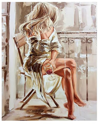 MINGYTN Wandkunst-Leinwanddrucke Frauen Strand Ölgemälde Druck Auf Der Leinwand Kein Rahmen Abstrakte Boho Portrait Poster Zimmer Wand Kunst Bilder Für Home Decor(D,50x70cm)