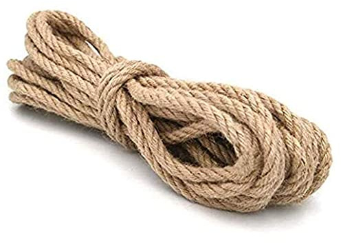 Cuerda, Cordel, Cuerda de Yute Natural, Cuerda de cáñamo Resistente de 16 mm de Grosor for Manualidades, decoración y Envoltura de Regalos, Color marrón, 50 m(20M)