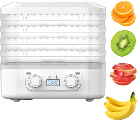 Déshydrateur Alimentaire électrique, Séchoir à Température Réglable à 5 Couches, Séchoir à Fruits Et à Viande Domestique, Minuterie De 48 Heures, sans Bpa (White)