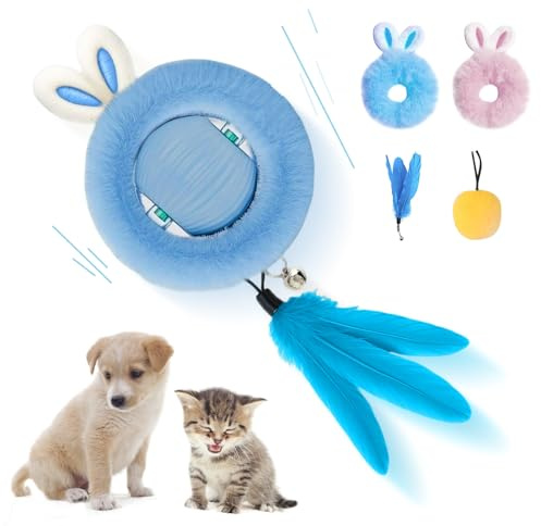 LETTERASHQP Katzenspielzeug Elektrisch Katzenball Elektrisch Elektronisches Interaktives Hundespielzeug Ball Katzenspielzeug Selbstbeschäftigung Smart mit Hasenohren und Schwanz für Katzen Hunde