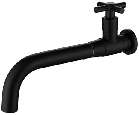 Robinet Mural Lavabo Eau Froide 360° Rotation de ''Cross'' Poignée Mitigeur Lave Main Salle de Bain Acier Inoxydable,noir