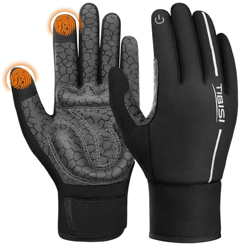 PULIOU Handschuhe Herren Damen Winter Thermo Fahrradhandschuhe Warme Winterhandschuhe Winddichte Touchscreen Laufhandschuhe Sporthandschuhe zum Laufen Radfahren Klettern